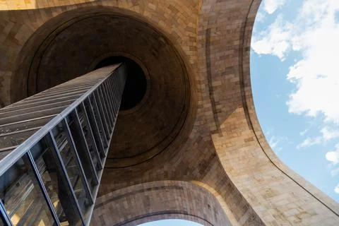 Glass elevator inside the Monument to the Revolution Stock Photos