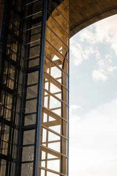 Glass elevator inside the Monument to the Revolution Foto stock