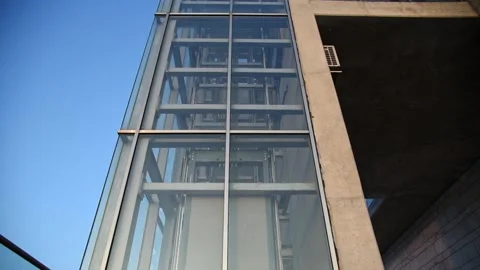 Glass elevator rising up. Stock Footage 142826442