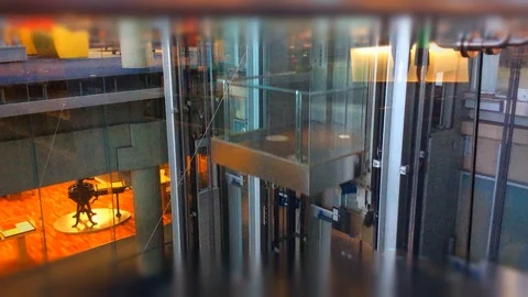 Glass elevators indoor Stock Footage 88629185