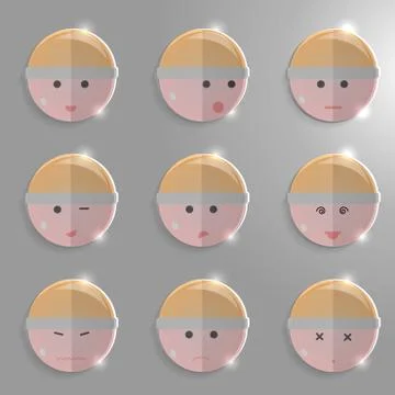 Glass emotions faces Stock Illustration