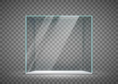 Glass empty cube isolated on a transparent background Stock Illustration
