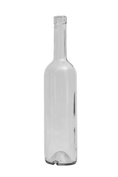 Glass empty simple bottle on isolated background. Stock Photos
