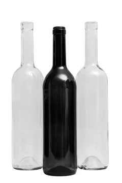 Glass empty simple bottle on isolated background. Stock Photos