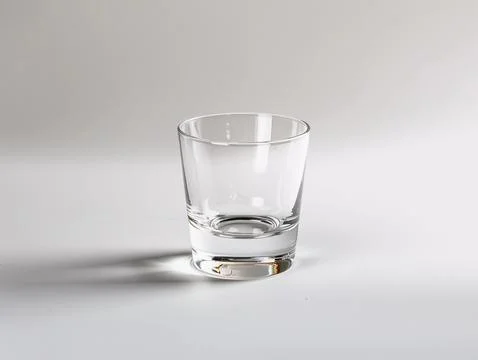 Glass empty stack empty glass transparent gray background Stock Photos