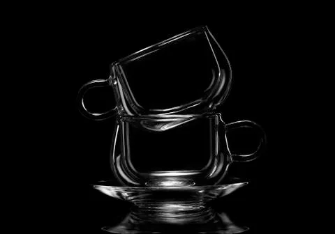 Glass Empty Teacups Foto stock