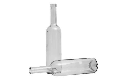 Glass empty two bottles on isolated background. Foto stock