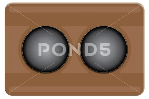 Glass eyes of a robot on a brown background Stock Illustration