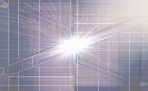 Glass facade with a flash of light in the center Stock Illustration