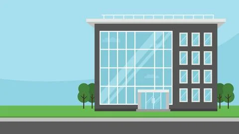 Glass Facade Office Flat Design Illustration Concept Stock Illustration