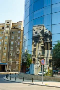 Glass facade reflections Stock Photos