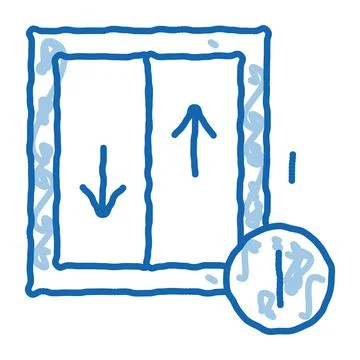Glass falling out of window doodle icon hand drawn illustration Stock Illustration