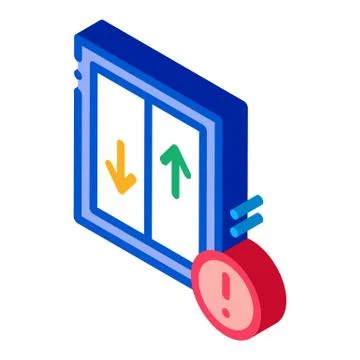 Glass falling out of window isometric icon vector illustration Stock Illustration