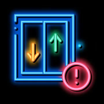 Glass falling out of window neon glow icon illustration Illustrazione stock