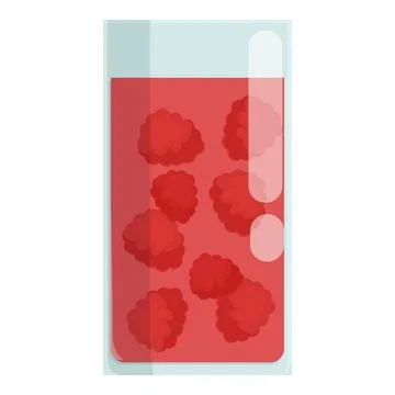 Glass filled with raspberry juice and whole raspberries floating inside Stock Illustration