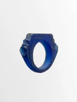 Glass finger ring ca. 3rd century A.D. Roman Translucent cobalt blue.Solid .. Stock Photos