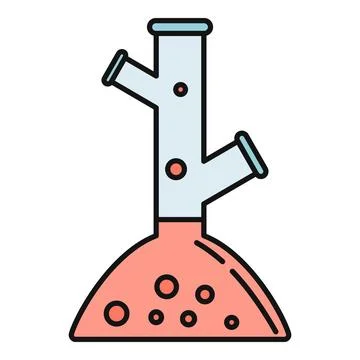 Glass flask with bubbling red liquid in laboratory Stock Illustration