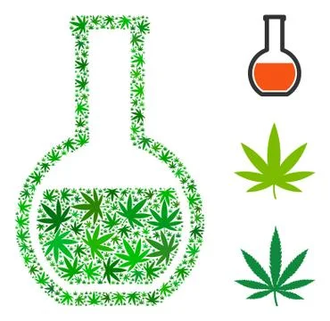 Glass Flask Composition of Marijuana Stock Illustration