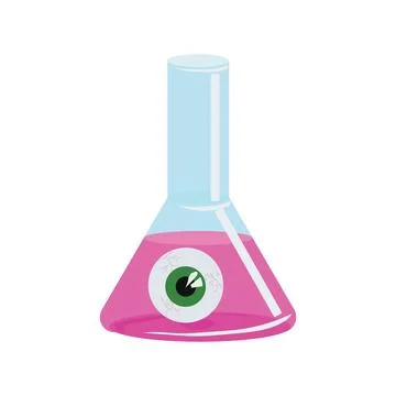Glass flask with a witchs potion. Vector illustration on white background. Stock Illustration