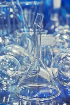 Glass flasks and test tubes Stock Photos
