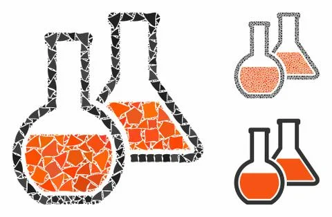 Glass flasks Composition Icon of Rugged Elements 스톡 일러스트