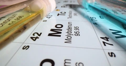 Glass flasks with samples on periodic table of elements Stock Footage 267815029