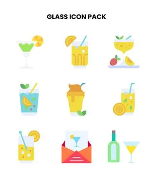 Glass Flat Vector Icons Pack Stockillustratie