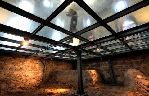 Glass floor in the basement Stock Photos