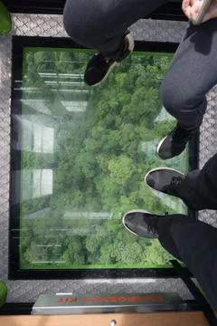 Glass floor view inside cable car at Langkawi Cable Car Stock Photos