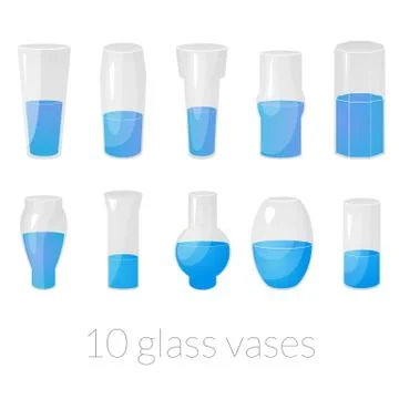 Glass flowers vases vector set Stock Illustration