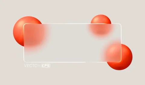 Glass frame with colored spheres on background. Vector illustration Illustrazione stock