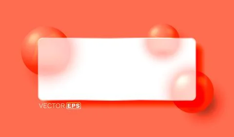 Glass frame with colored spheres on background. Vector illustration Stock Illustration