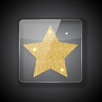 Glass Frame on dark Background with bright golden star.  Illustration Stock Illustration