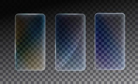 Glass frame isolated on transparent background. Vector Plastic screen display Stock Illustration