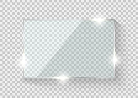 Glass frame. Rectangle reflection transparent board. Vector screen realistic 3D Stock Illustration