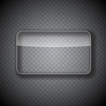Glass Frame, Rectangular Button on Checkered  Abstract Transpare Stock Illustration