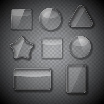 Glass Frame, Rectangular, Star and Round Buttons on Checkered  A Stock Illustration