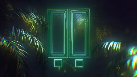 Glass Frames Surrounded By Palm Trees Loop Stock-Footage 269558523