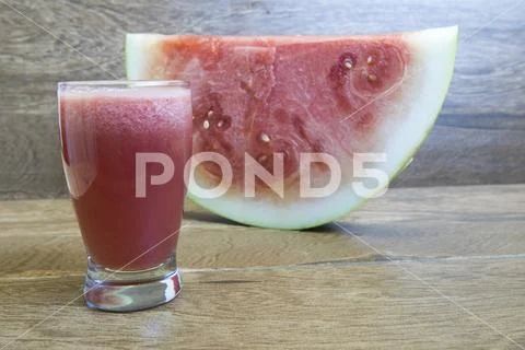 Glass of fresh watermelon juice Stock Photos