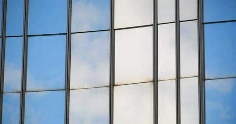 Glass Front of Building with Cloud Reflections Stock Footage 208143216