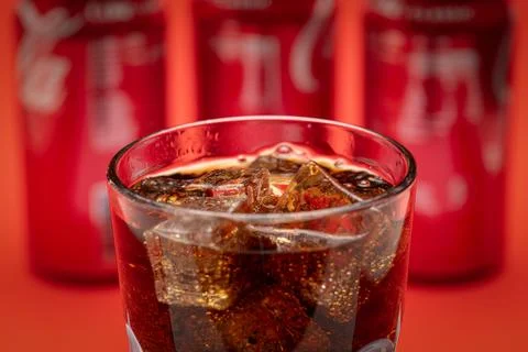 Glass full of ice cubes Stock Photos