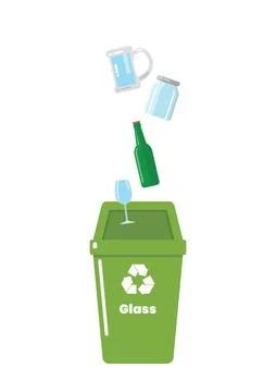 Glass garbage sorting container with recycle symbol Stock-Illustration