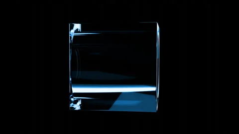 Glass geometric cube with round hole shape motion graphics with dispersion Video stock 294983108