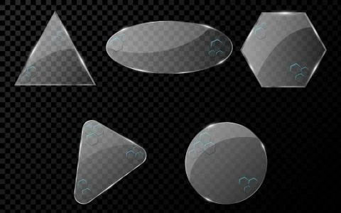 Glass geometric objects with a cyber pattern of honeycomb with blue illuminat Stock Illustration