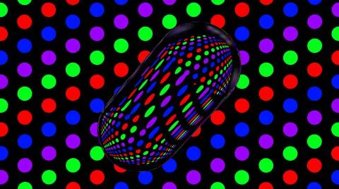 Glass geometric shape. Background with glowing dots. 3d render. Stock Illustration