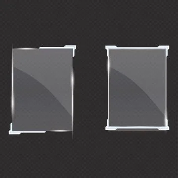 Glass geometric shape on a transparent background. Glass banners for advertising Stock Illustration