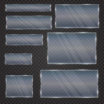 Glass geometric shape on a transparent background. Glass banners for advertising Stock Illustration