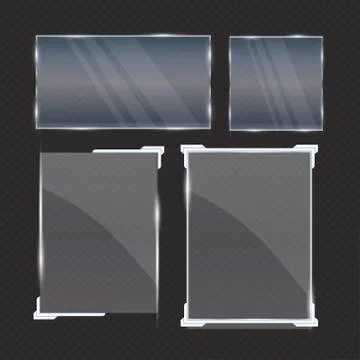 Glass geometric shape on a transparent background. Glass banners for advertising Stock Illustration