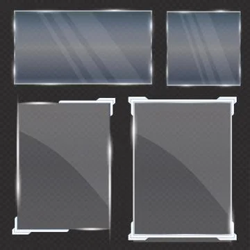 Glass geometric shape on a transparent background. Glass banners for advertising Stock Illustration