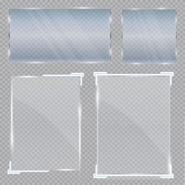 Glass geometric shape on a transparent background. Glass banners for advertising Stock Illustration